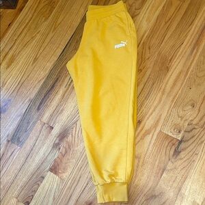 Puma Women’s Essential Sweat Pant Joggers in Mustard Yellow; Size Medium